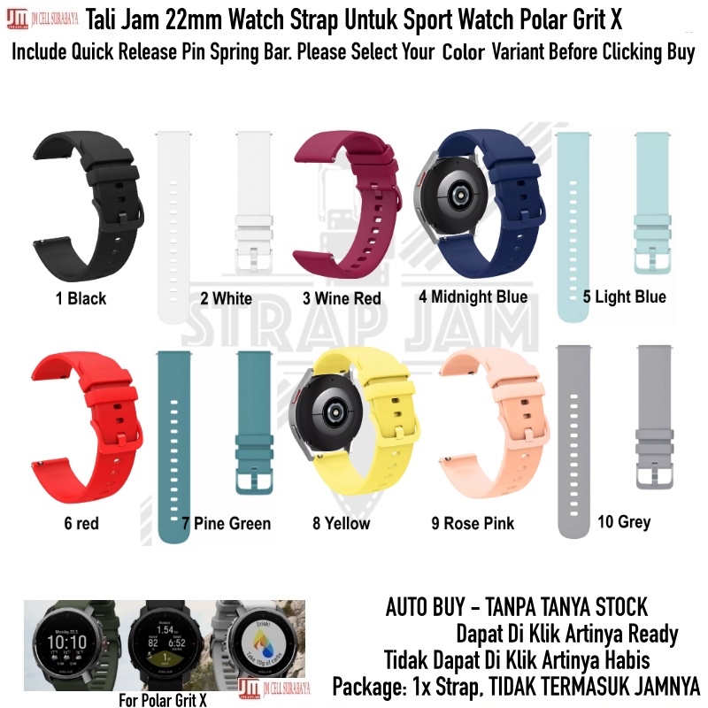 PWK Tali Jam Tangan Polar Grit X / Pro / Titan - Strap 22mm Silikon