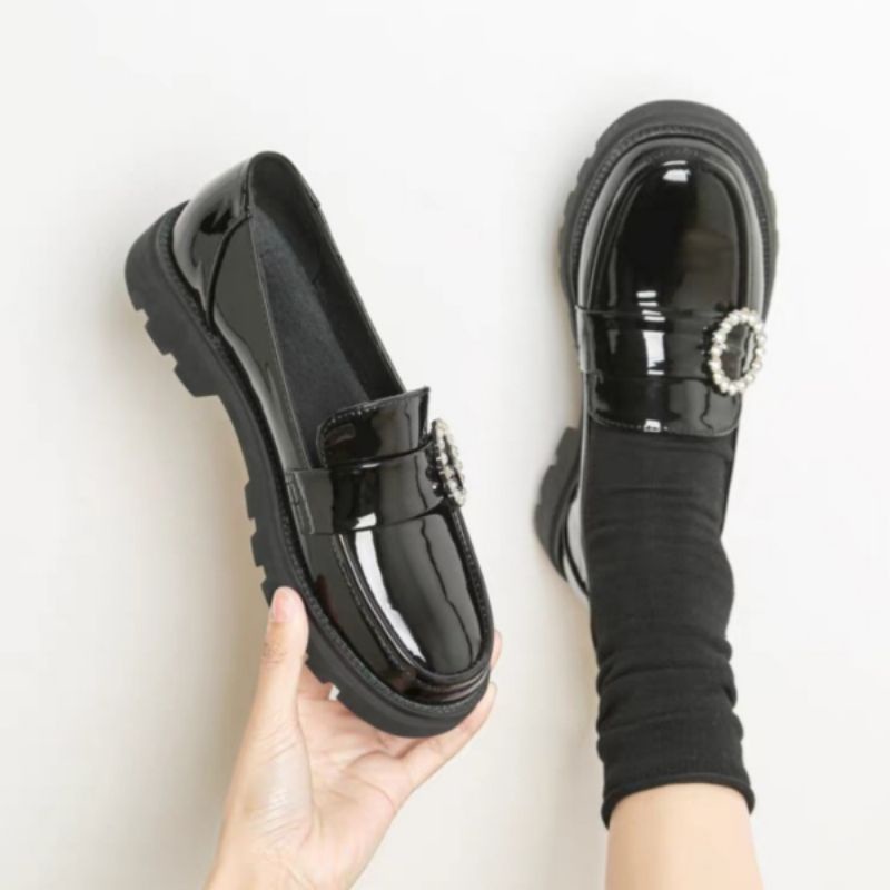 Sepatu Wanita Loafers Import Premium Quality ID150 Sepatu Docmart Wanita Fashion Terbaru Slip On Korean style Bisa Cod