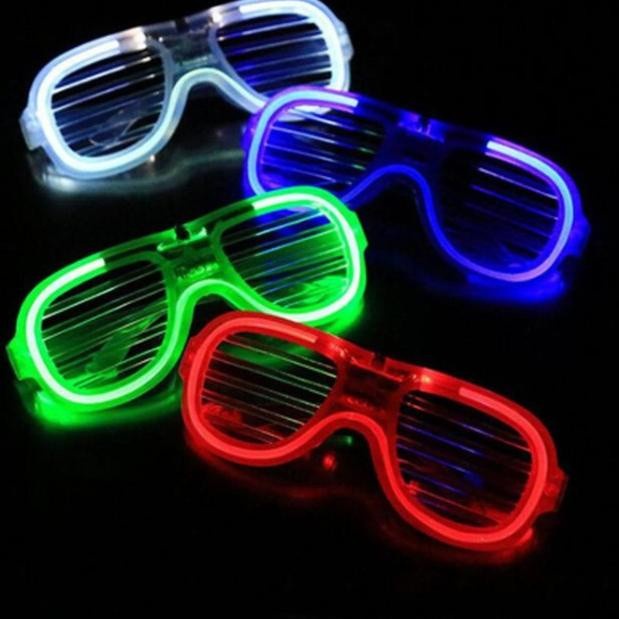 Kacamata LED Viral Luminous Party Colourful Nyala Glow in The Dark Kacamata Garis Viral LED