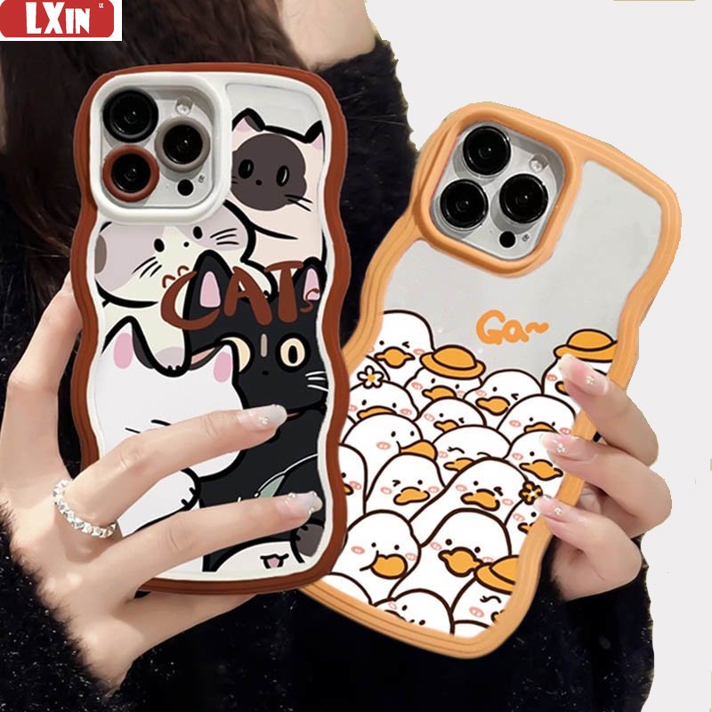 Casing Handphone TPU Lucu Case Realme 10c30 C33 C31 C35 C21Y C25Y RealmeC11 C25 C17 C15 C12 C3 C2 Realme8 5G 8i 7i 5 5i 6i 7 Pro Kucing Bebek Tepi Melengkung