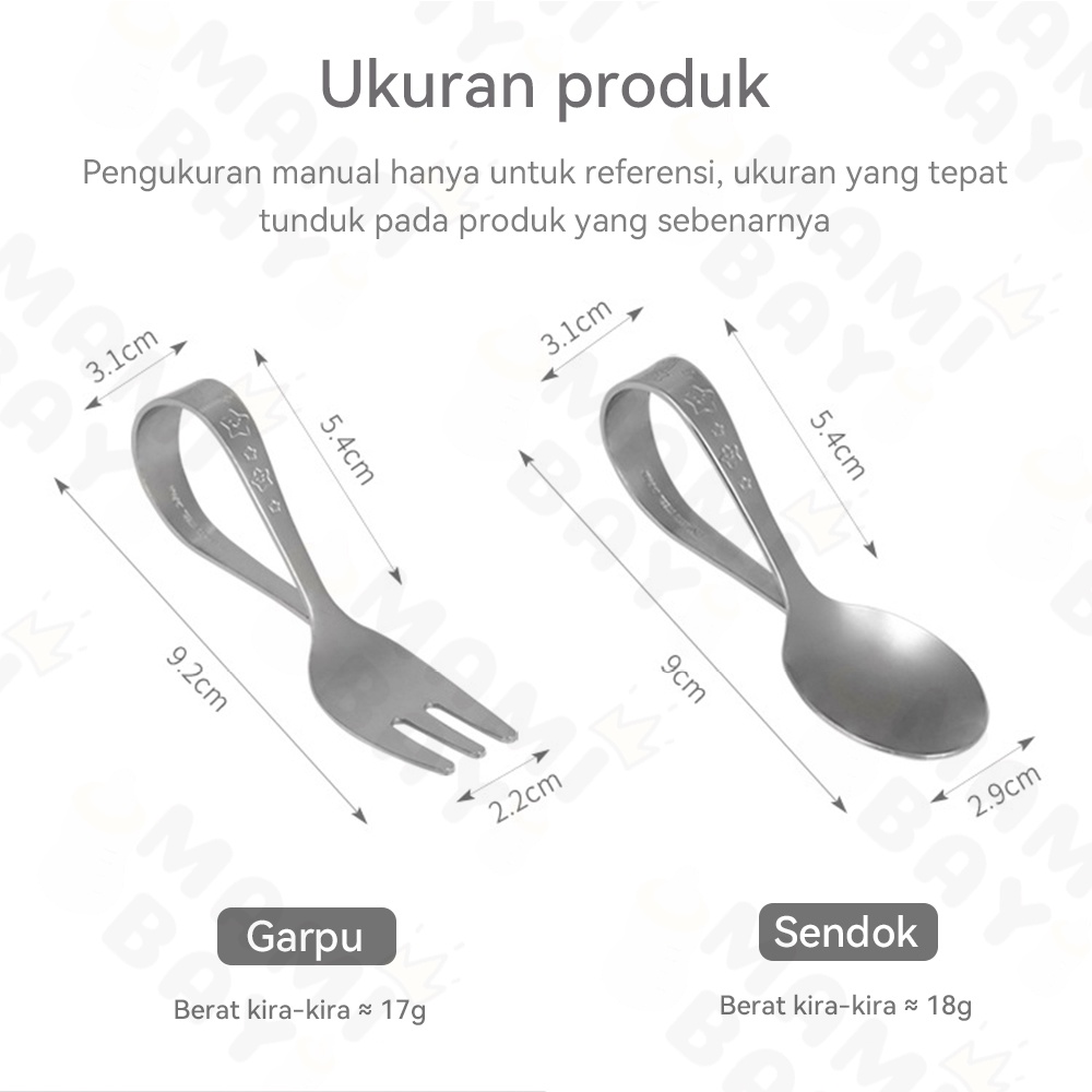 Mamibayi Sendok Garpu Anak Set Stainless Training Spoon Fork Anak Bayi