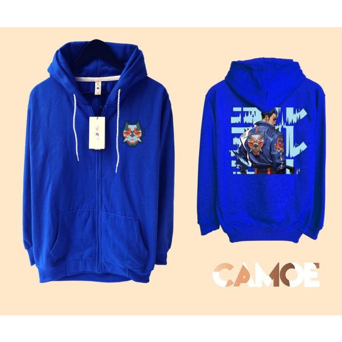 Jacket Valorant Agents Yoru Sweater Hoodie Pria Bahan Fleece Sablon Polyflex Zipper Resleting Depan