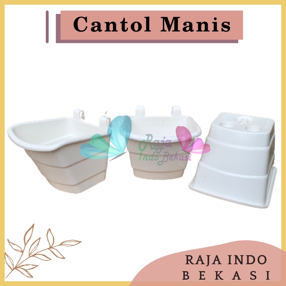 Pot Dinding Tempel Cantol TIP Manis Putih - Pot Dinding Tempel Mini Murah Unik Pot Tempel Vertical Garden Pot Argo Mini