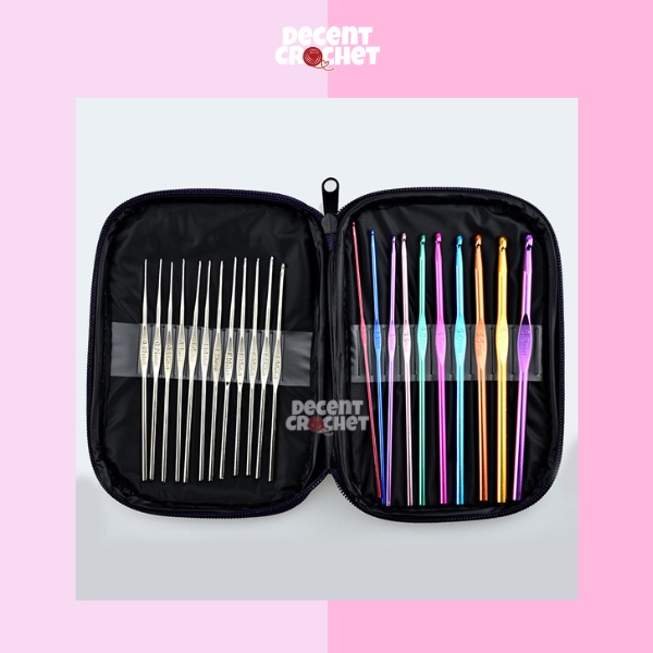 Hakpen Rajut Set / Crochet Hook 22 pcs + Dompet AR009