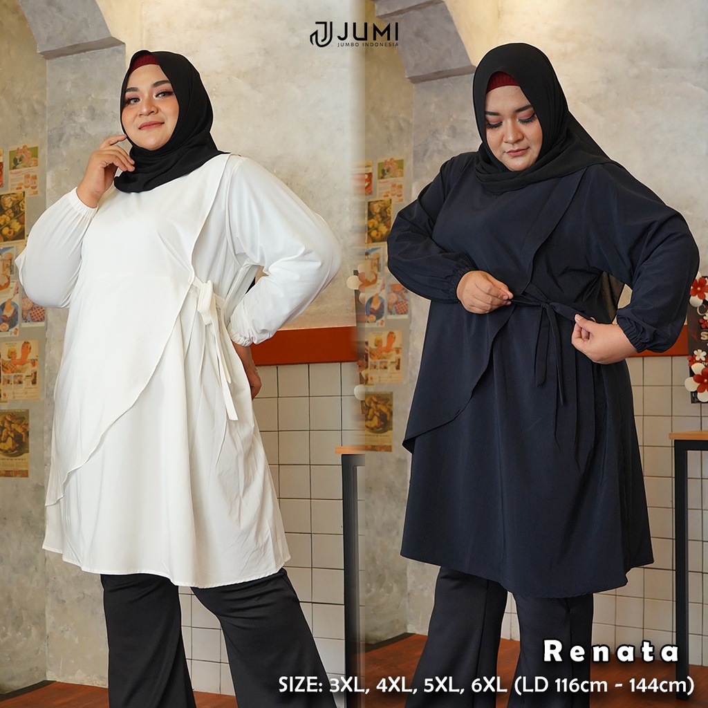 Tunik Jumbo Polos Premium LD 116, 124, 134 & 144 cm | Baju Kuliah & Kerja | Renata Tunik