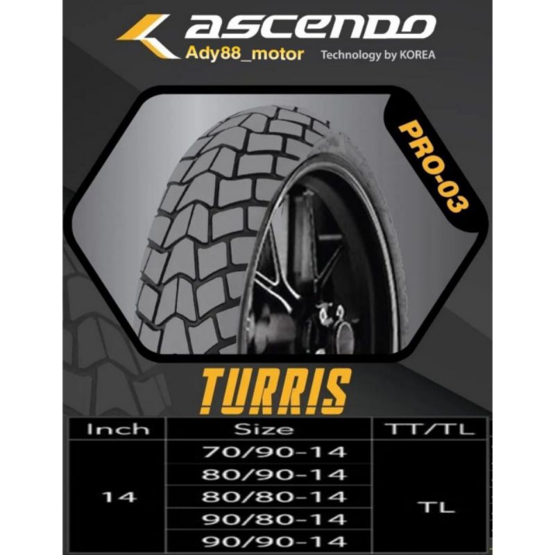 Ascendo Korea Tire, Ban Luar TURRIS PRO-03 Ring 14 TL Tubless