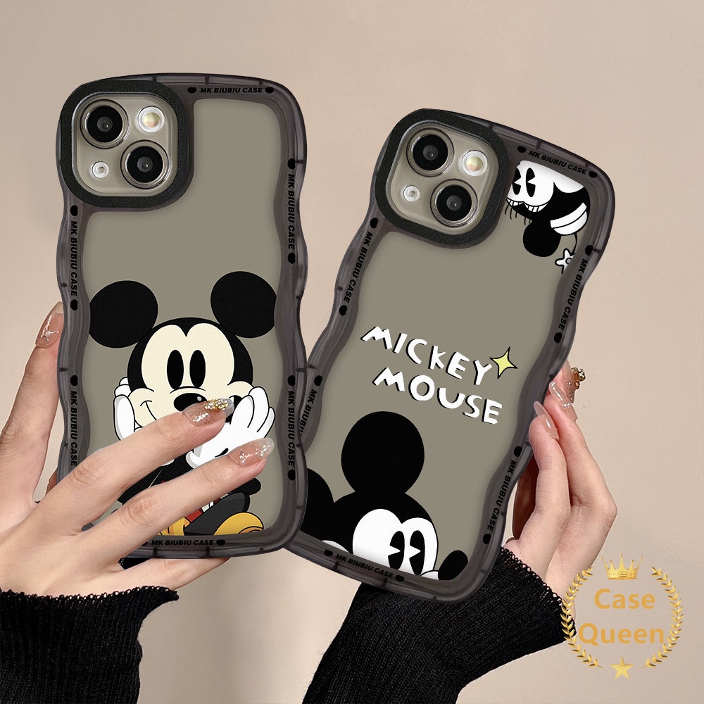 Casing Hp Kartun OPPO A96 A5s A5 A9 A17 A95 A12 A55 A17K A16s A57 A3s A54 A74 A76 A16 A15 A77 A7 Reno8 7 7Z 8Z 6 A16K A1k A77s A53 A52 Disney Mickey Mouse Wavy Edge Soft Sarung