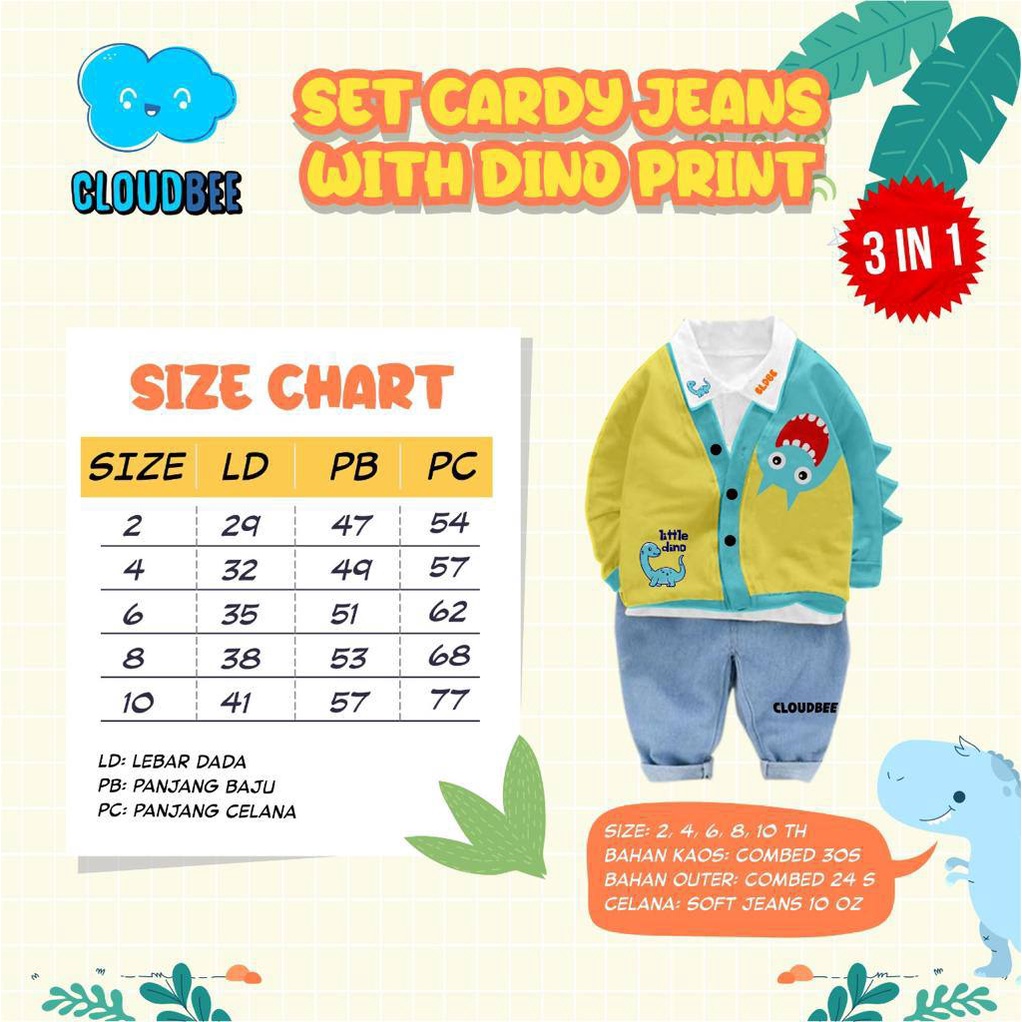 SET CARDY JEANS WITH DINO PRINT