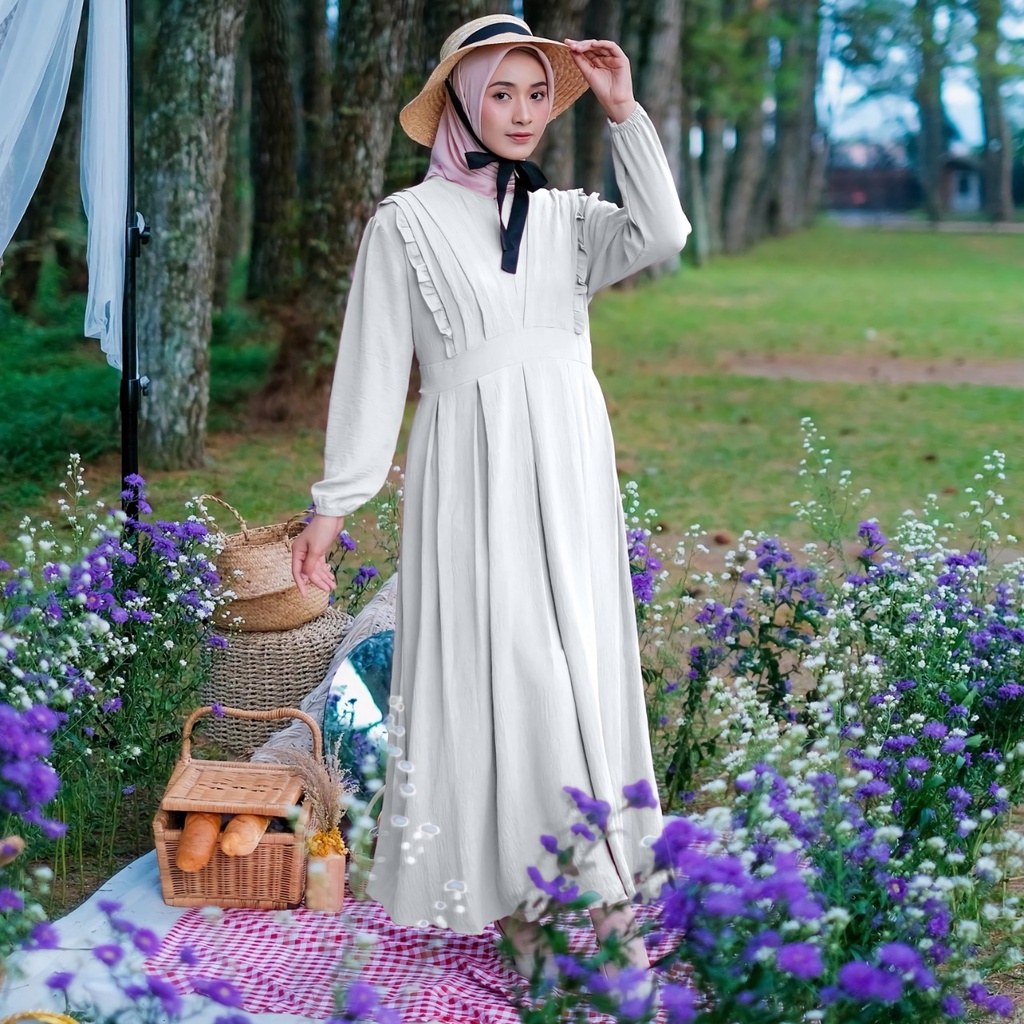 Gamis maxy Zeanez Crincle Airflow Demore 2 Ukuran L&amp;XXL