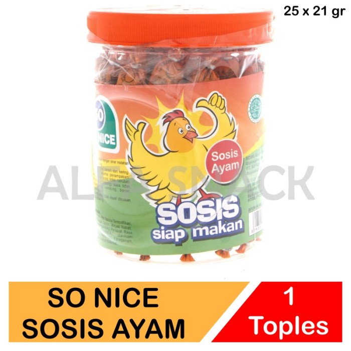 

Sosis So Nice Rasa Ayam Kemasan Toples ( 25 x 21 gram )