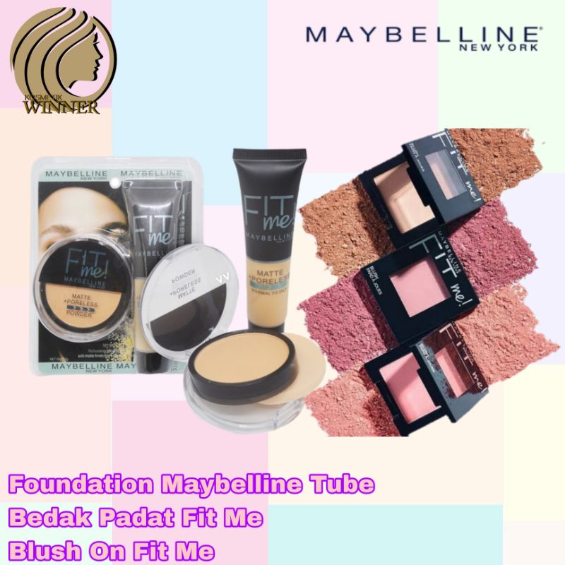 Maybelline Fit Me Poleress 3in1 Foundation + Blushon + Bedak Padat