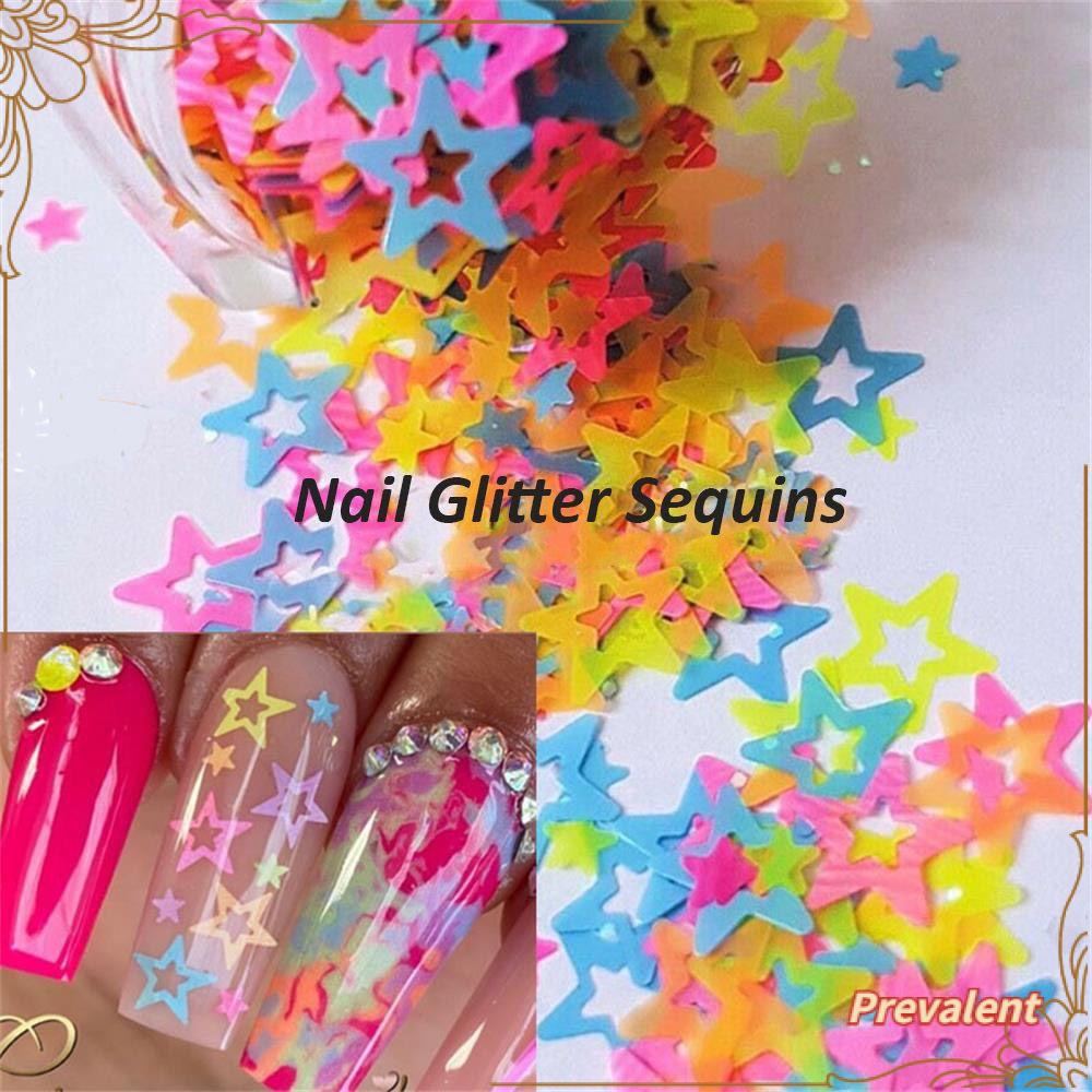 Preva Neon Bintang Kuku Payet Neon Wanita Kecantikan Bersinar Manicure Decor Acrylic Gel 3D Dekorasi Kuku