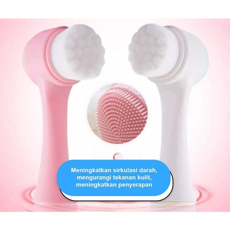 ALAT PEMBERSIH WAJAH MUKA SILICONE 2IN1 BRUSH PENCUCI WAJAH FACIAL BRUSH CLEANING BRUSH SIKAT PENCUCI WAJAH MUKA 2SISI