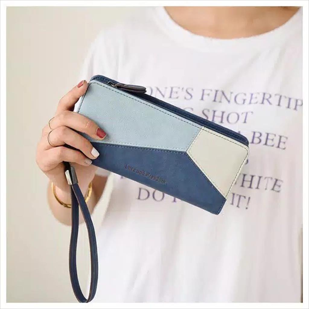 OTS 072 - Wallet / Dompet Wanita Lipat Panjang fashion korea 3 Strap