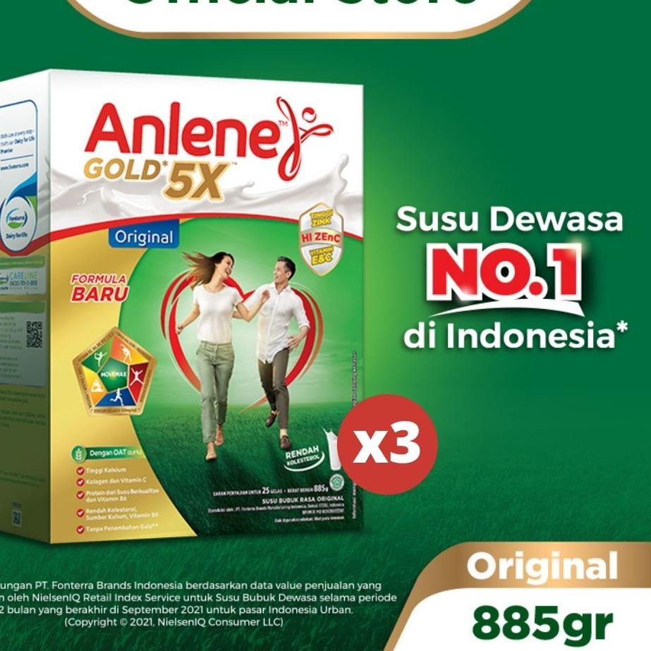 

READY ✅Anlene Gold 5X Susu Bubuk Original 3 x 885g - Nutrisi Tulang, Sendi, dan Otot|KD6