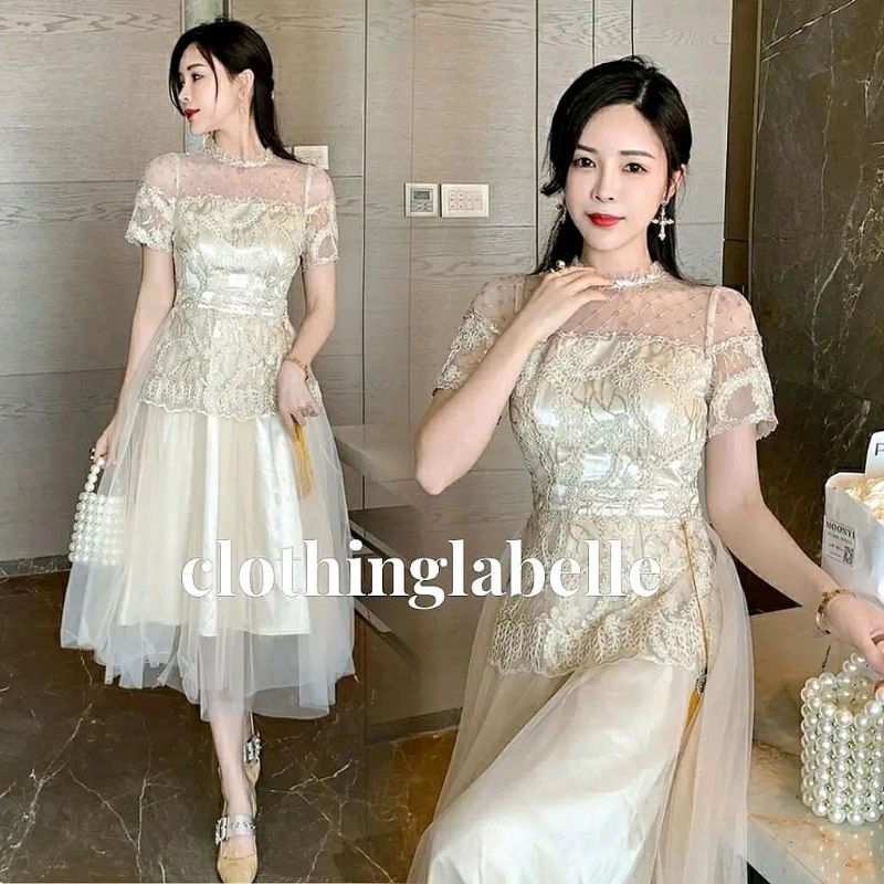 Gold tassel party dress