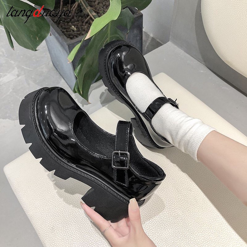 Sepatu Hak Mary Jane Sepatu Platform Lolita Sepatu Hak Tinggi Sepatu Wanita Gaya Jepang Antik Anak P