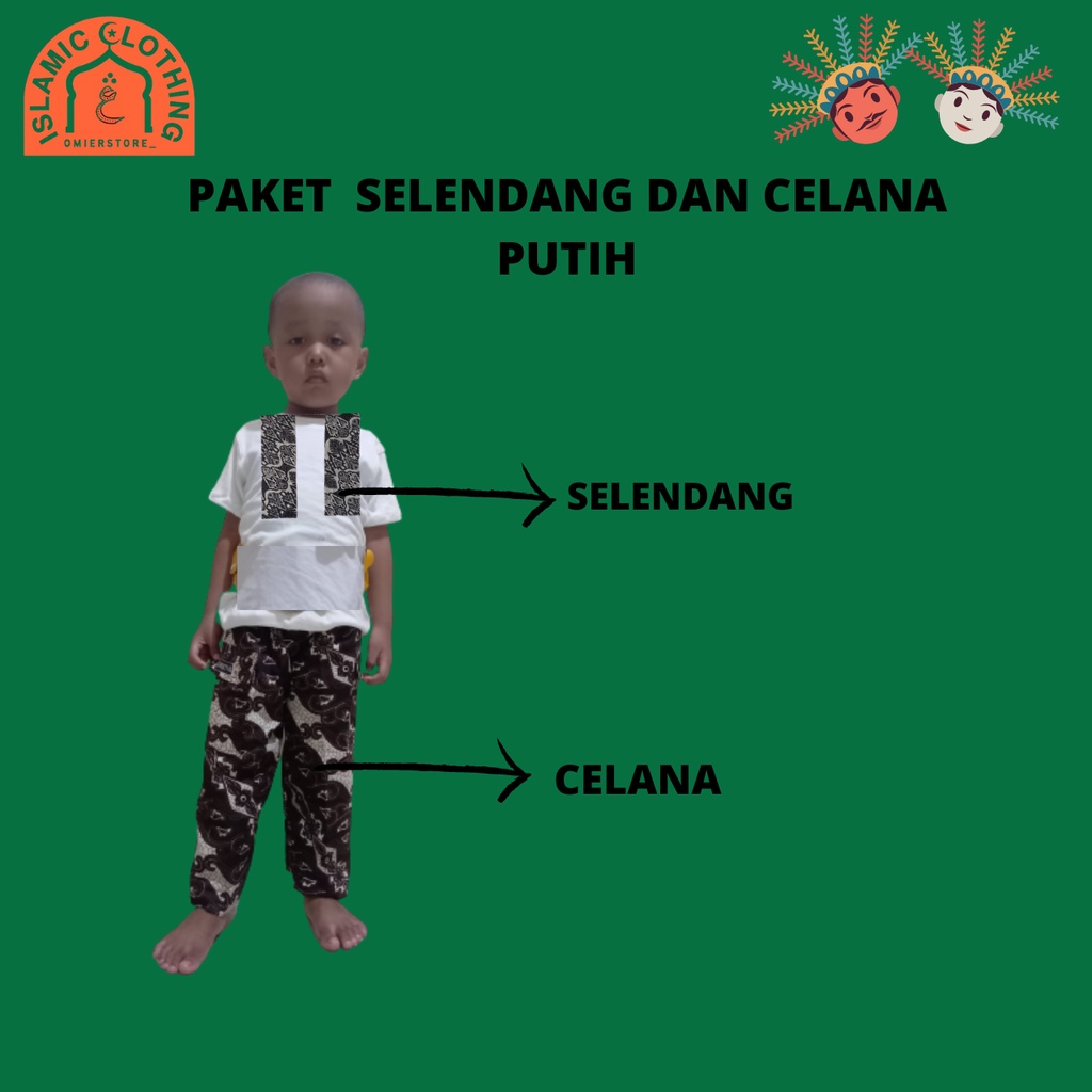 SETELAN CELANA BATIK BOIM ANAK SAMPAI DEWASA LENGKAP I BAJU ADAT BETAWI I SELENDANG BATIK