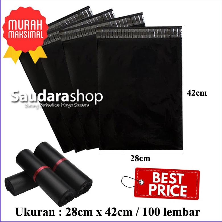 

Polymailer Packing (28cm x 42cm) 100 lembar / Polymailer 28x42 Hitam / Polymailer 28x42