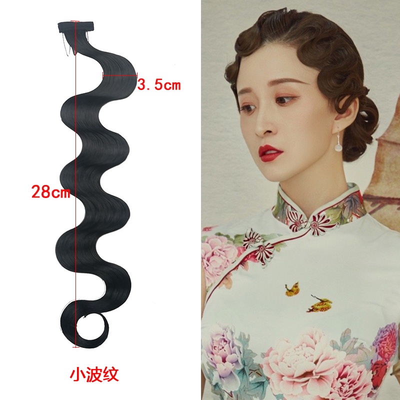 Vintage Bergelombang Poni Palsu Potongan Rambut Wig Potongan Gelombang Antik Retro Cheongsam Hiasan Kepala Untuk Pengantin Pernikahan Aksesoris Rambut