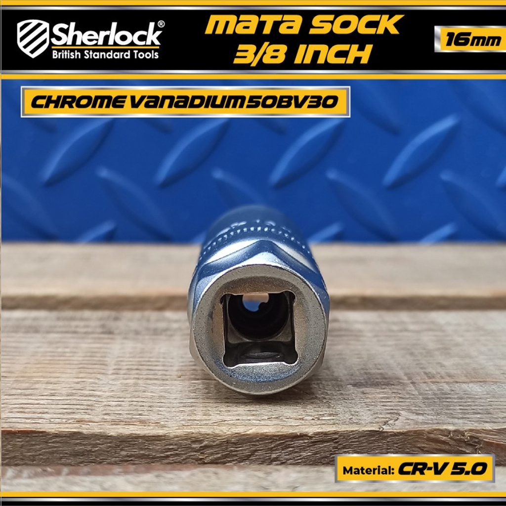 Mata Sock Kunci Busi 3/8 &quot; Drive x 16 mm Sherlock Spark Plug Socket