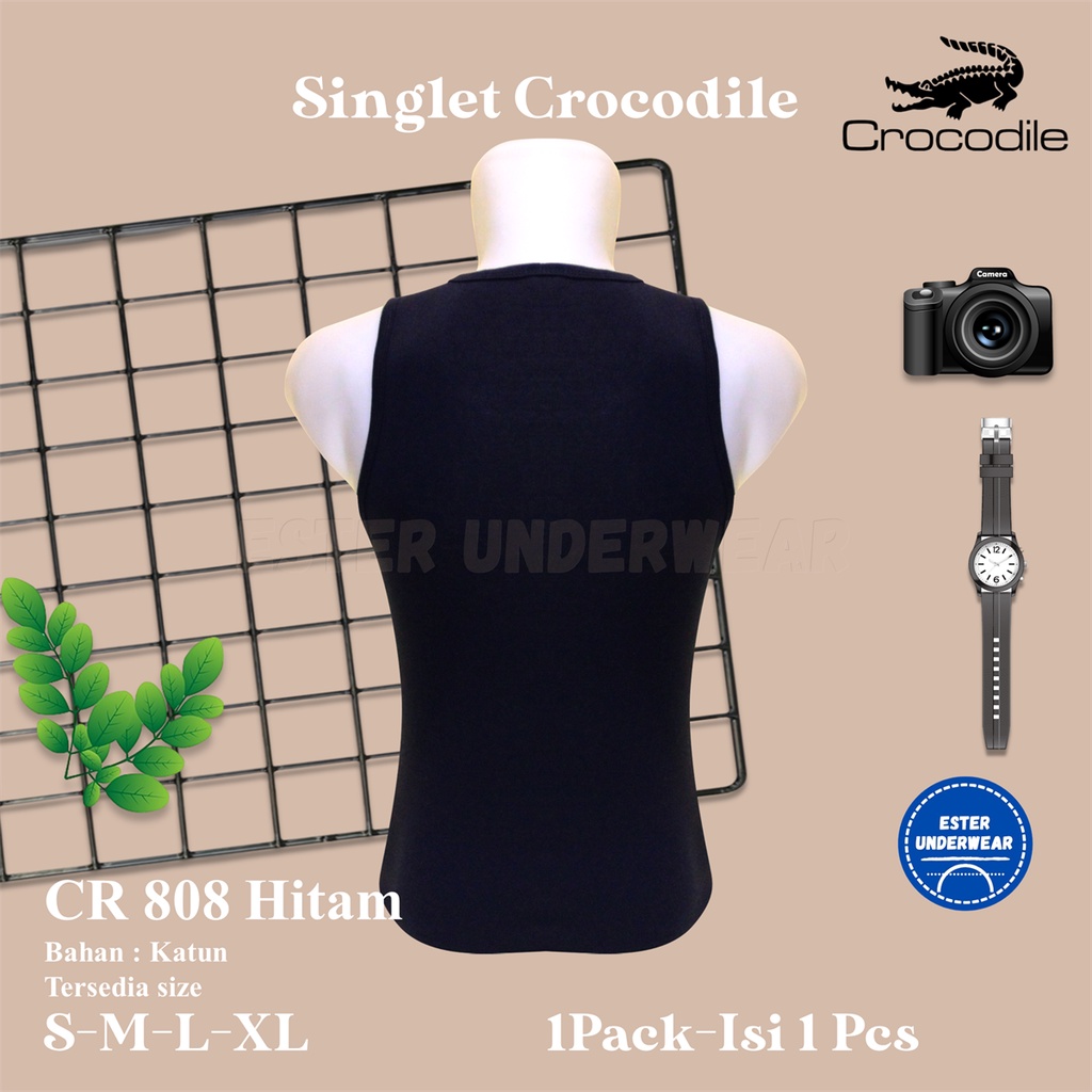 Kaos Singlet Pria CROCODILE CR 808 W Isi 1 Pcs Hitam