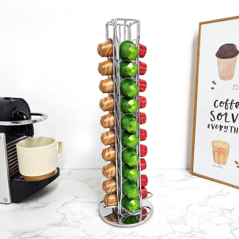 Solighter Coffee Pod Holder Storage Basket Tempat Cangkir Coffee Bar Shelves Rak Rak Dapat Diputar