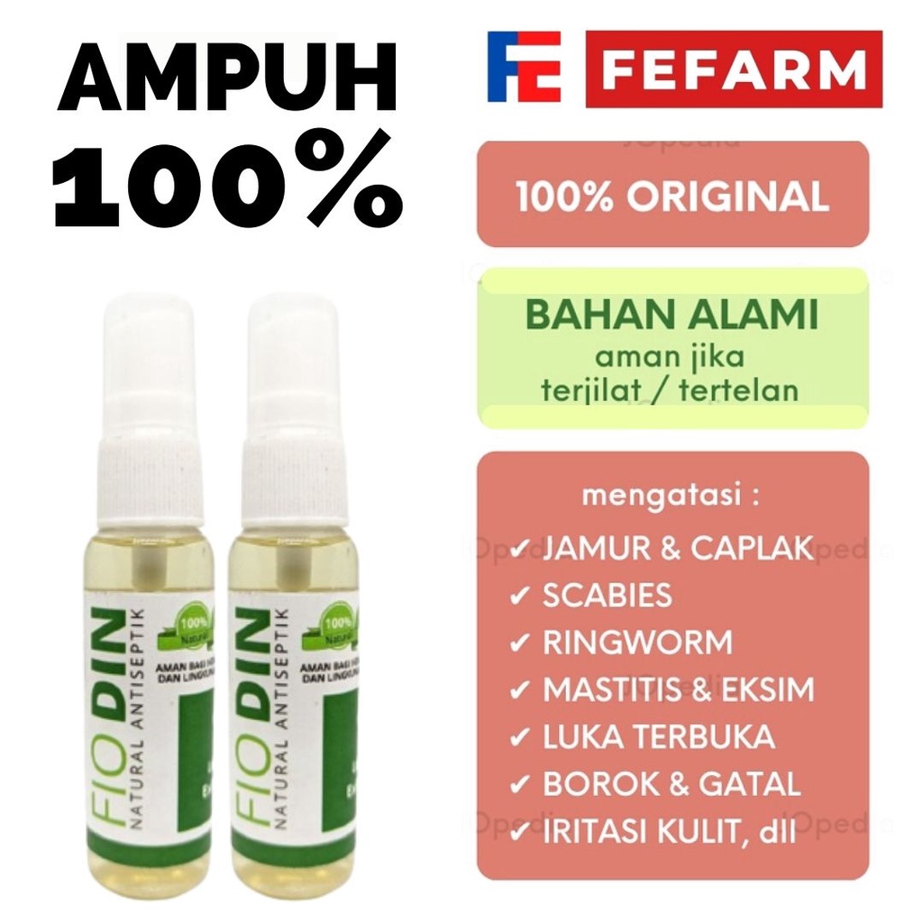 FIODIN SPRAY NATURAL - Obat Skabies Demodex Gatal Luka Jamur Borok Hewan Anjing Kucing FEFARM