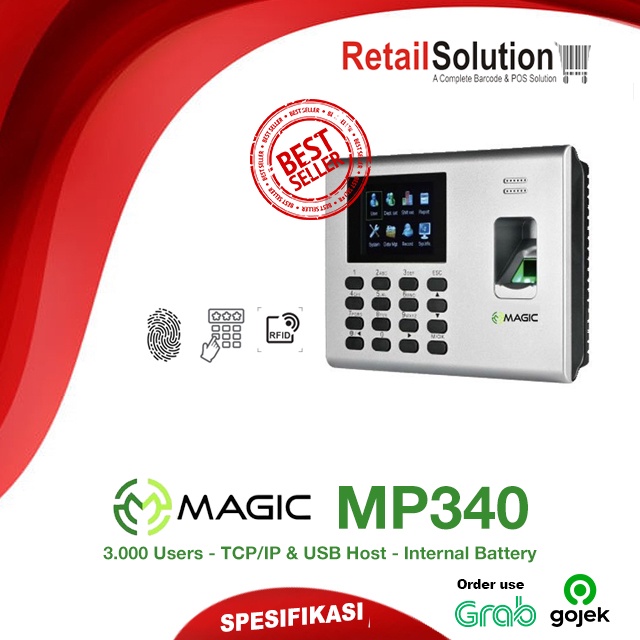 MAGIC MP340 Fingerprint RFID + Battery - Mesin Absensi Sidik Jari