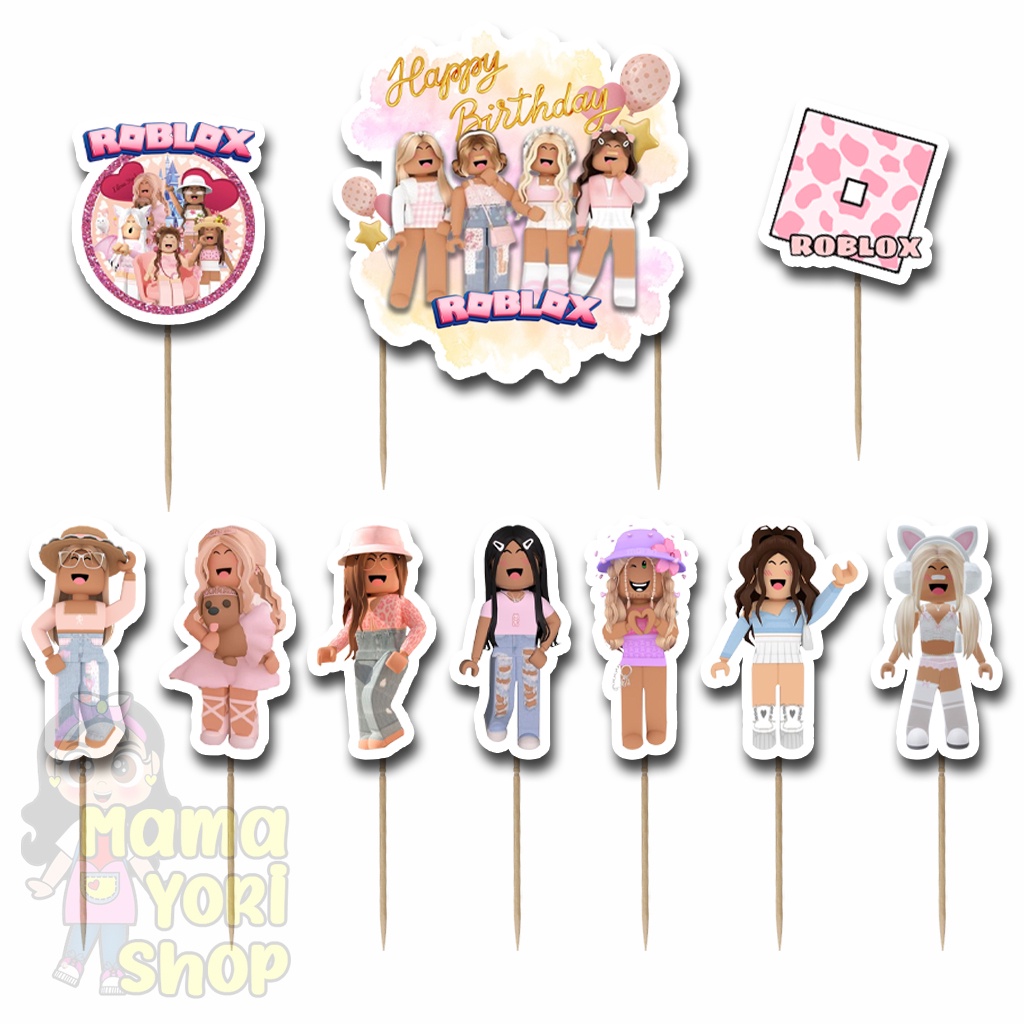 Hiasan Kue Ulang Tahun Topper Cake Motif ROBLOX GIRL