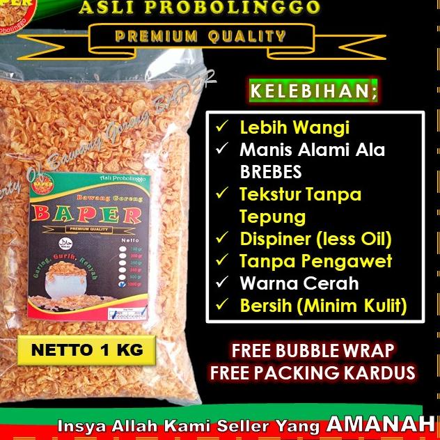 

Bawang Goreng Asli 1kg Tanpa Tepung Khas Probolinggo PREMIUM BAPER Renyah Lebih Wangi Rendah Minyak