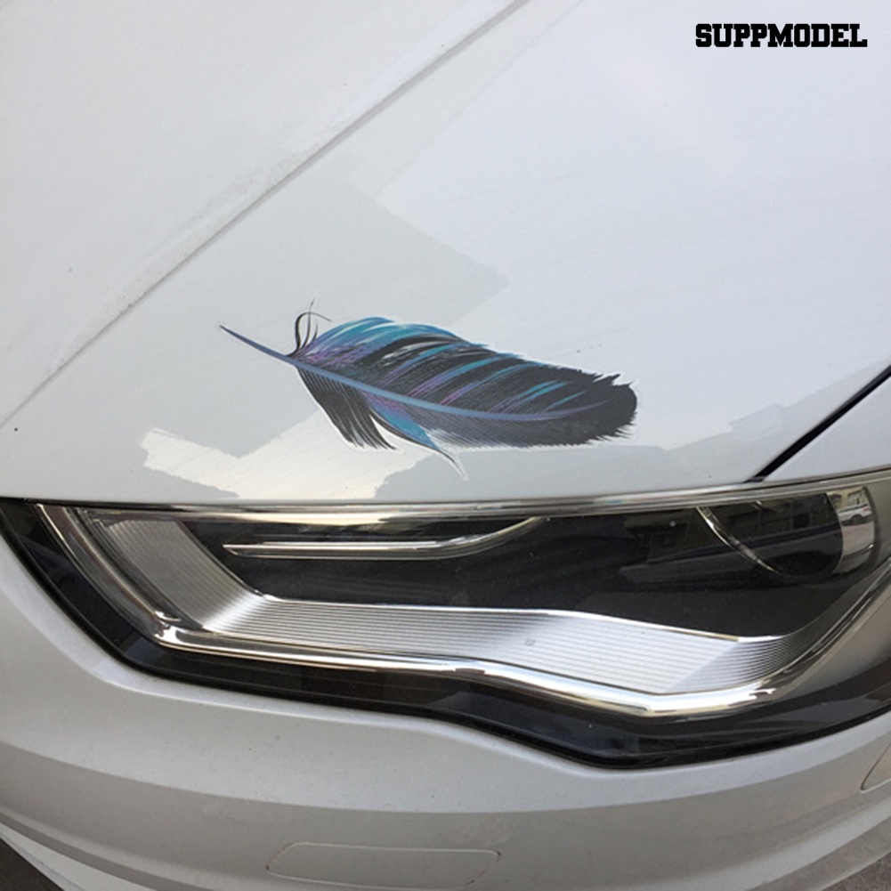 [Dekorasi] 1set Kreatif Bulu Warna-Warni Body Mobil Stiker Cermin Hias Decal Decor