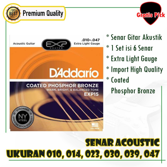 Senar Gitar Akustik Daddario EXP15 PREMIUM QUALITY D'Addario Strings