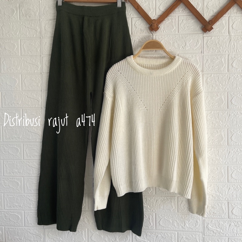 ONESET SWETER RAJUT DINAR OVERSIZE SETELAN KULOT RAJUT