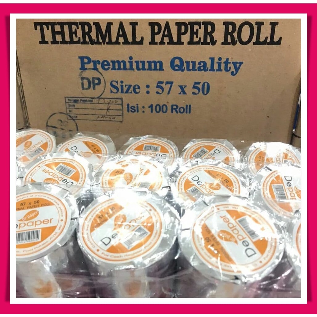 

Kertas Struk Kasir Thermal Paper Roll Depaper 57x50 (min.10roll)