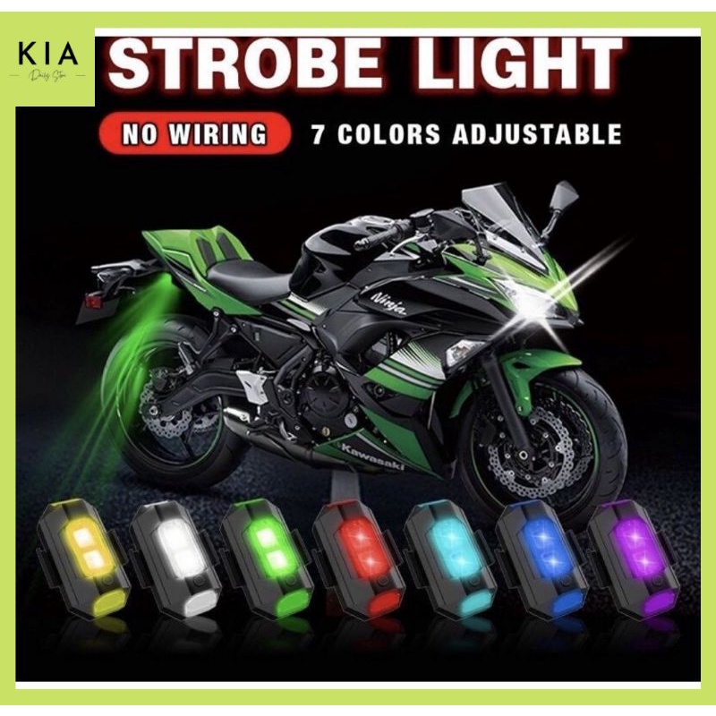 Lampu Kedip Pesawat Strobo 7 Warna RGB Lampu Motor Mobil Rechargeable