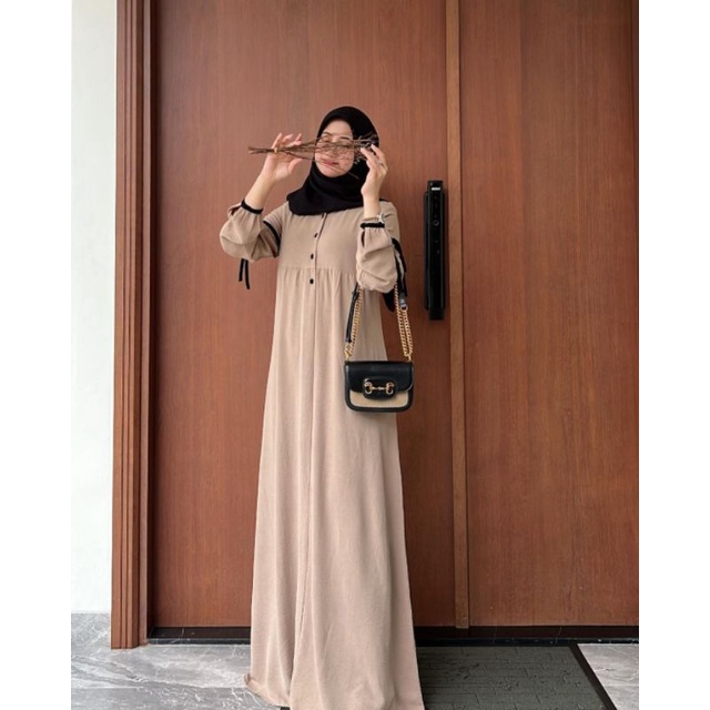 Gamis List - JEMMA DRESS - Bahan Crinkle Airflow | Abaya Murah List Hitam