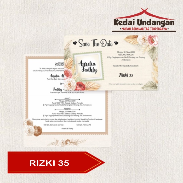 Kertas Blangko Undangan Pernikahan RIZKI 35 Harga Grosir FREE KATALOG