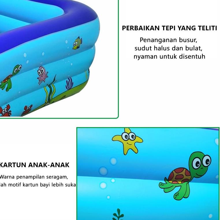 2H5 210cm kolam renang anak jumbo kotak biru besar  keluarga swimming pool rubber karet family kotak