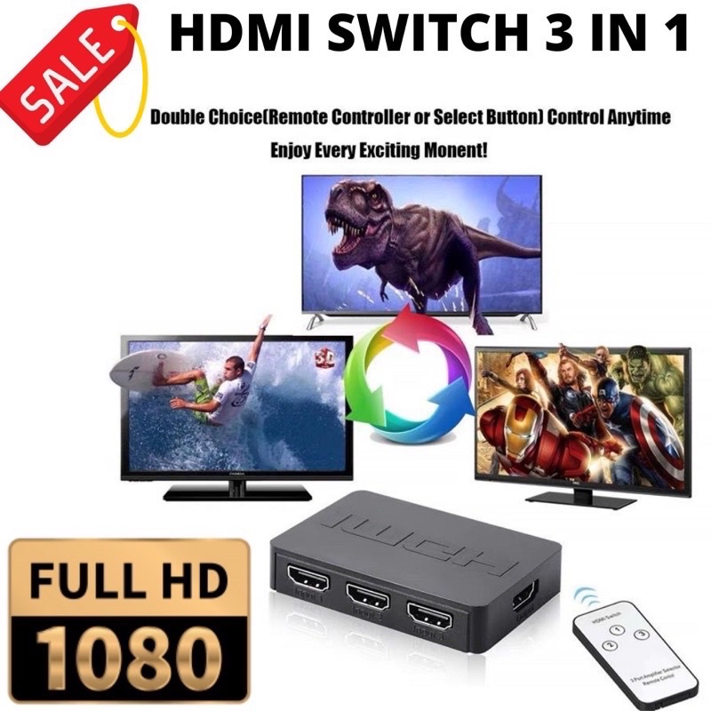 HDMI SWITCHER 3 port full hd 1080P 3 input 1 output switcher hdmi