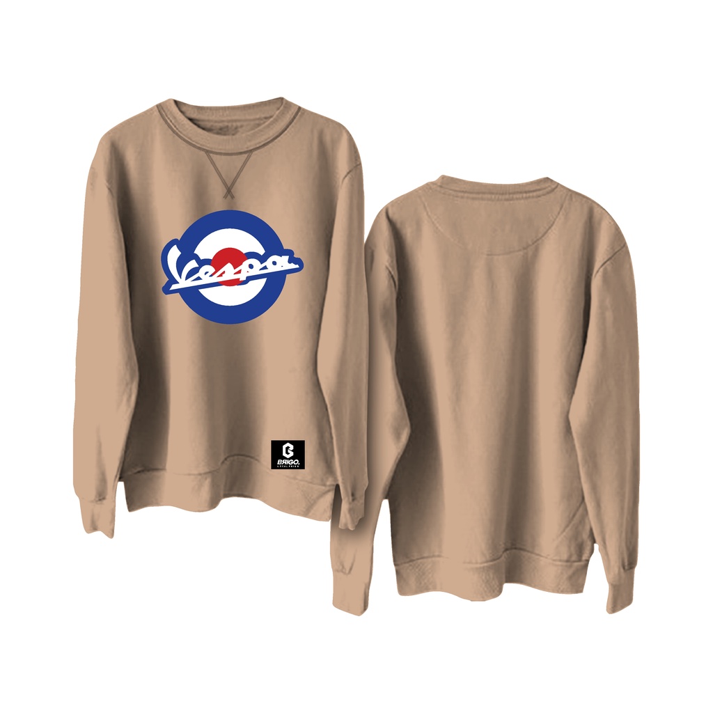 BRIGO X VESPA MOD Basic Sweatshirt II Sweater Crewneck Polos BRIGO X VESPA Sablon DTF Fleece Cotton M-XXL (Pria &amp; Wanita) Free stiker&amp;Gantungan Kunci