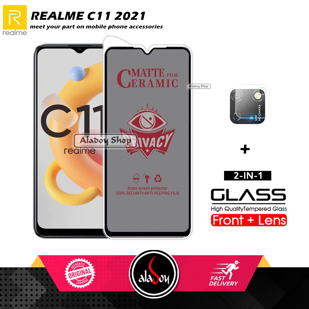 PAKET 2IN1 Anti Gores Privacy Realme C11 2021 + Tempered Glass Kamera