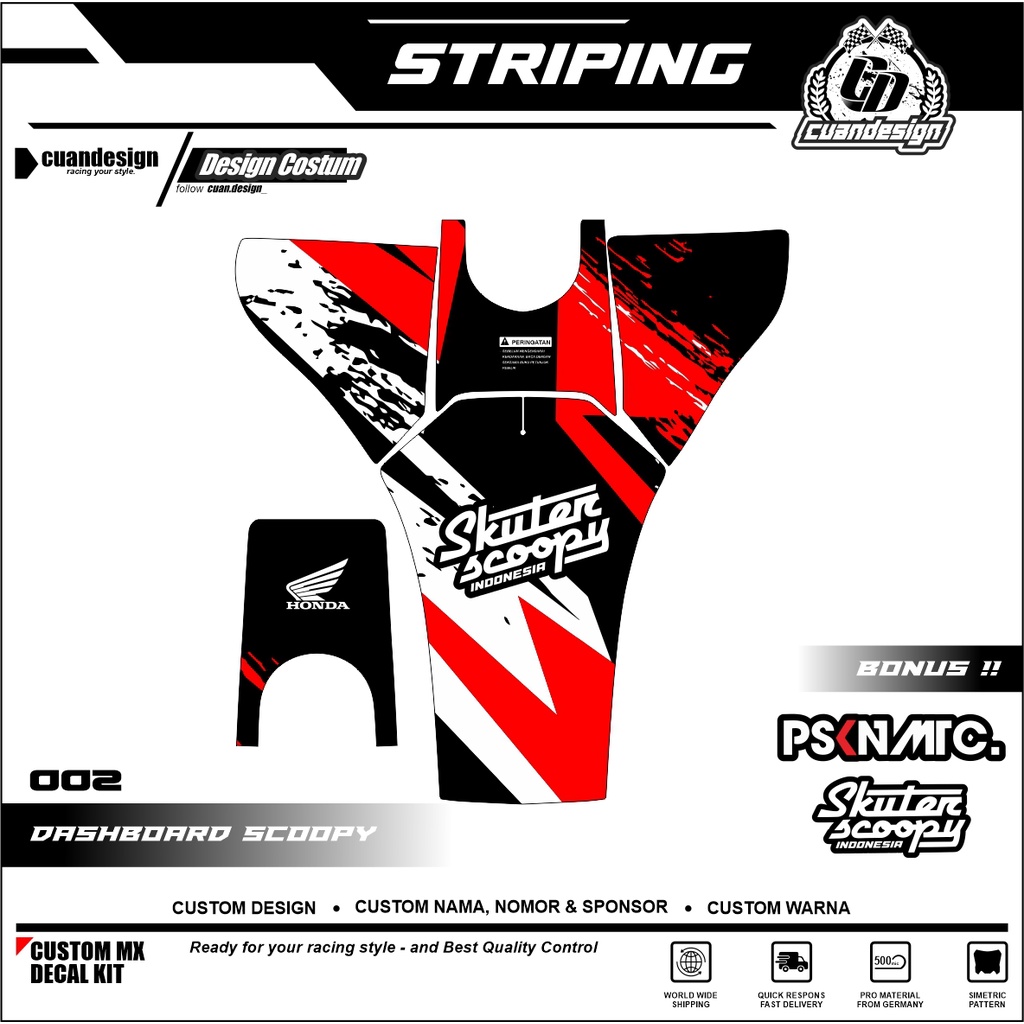STIKER STRIPING PELINDUNG DASHBOARD / THANKPAD / DECKPAD MOTOR SCOOPY STICKER SCOOPY 2020 2021 2022