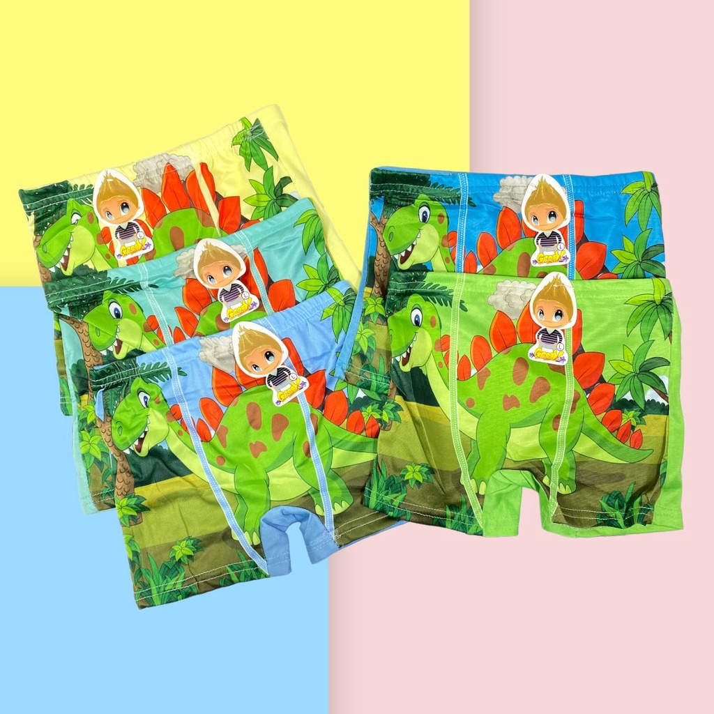 GO! CP8544 Celana pendek Dino Boxer Anak Laki laki cowok motif kartun animal hewan dinosaurus lucu