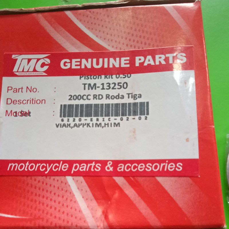 (KUALITAS PREMIUM)PISTON SEHER 200CC UKURAN 0.50 VIAR KAISAR SPAREPART MOTOR RODA 3 DLL