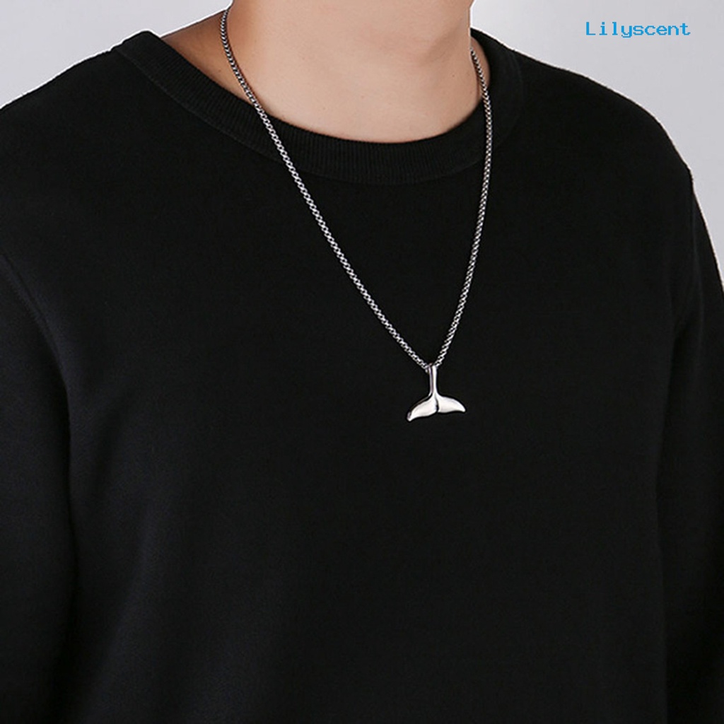 [LS]Pendant Kalung Hip Hop Geometris Electroplating Kilau Cerah Fadeless Hias Hadiah Pria Wanita Ekor Paus Choker Kalung Rantai Untuk Pacaran