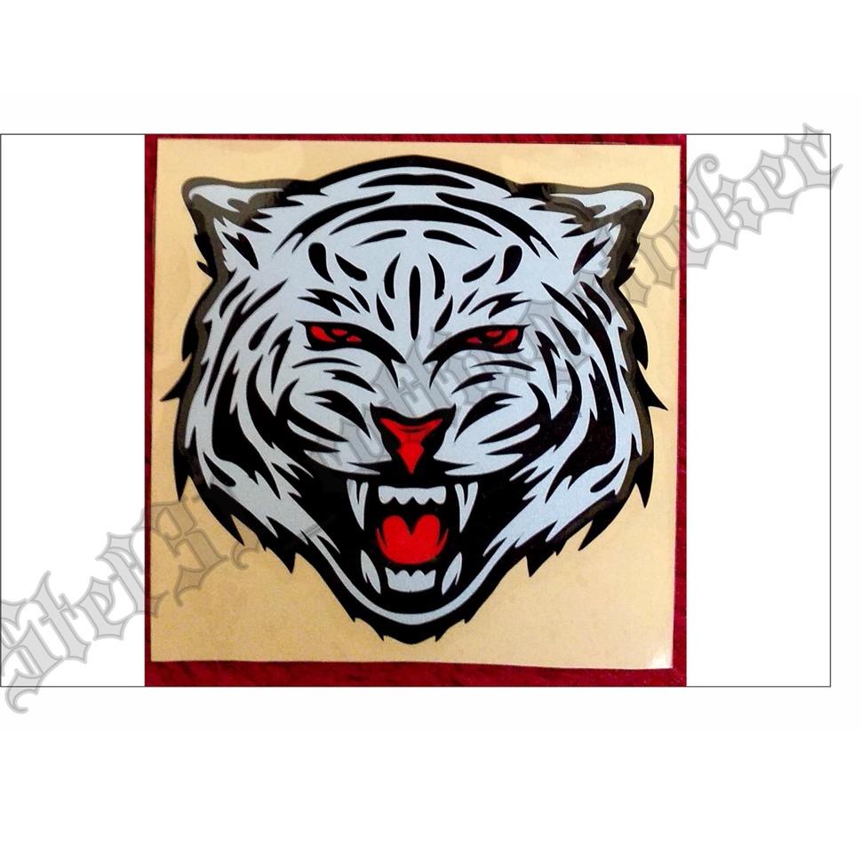 

[O-9-O »] sticker cutting kepala gambar macan keren, stiker kepala harimau putih hitam terlaris murah-premium