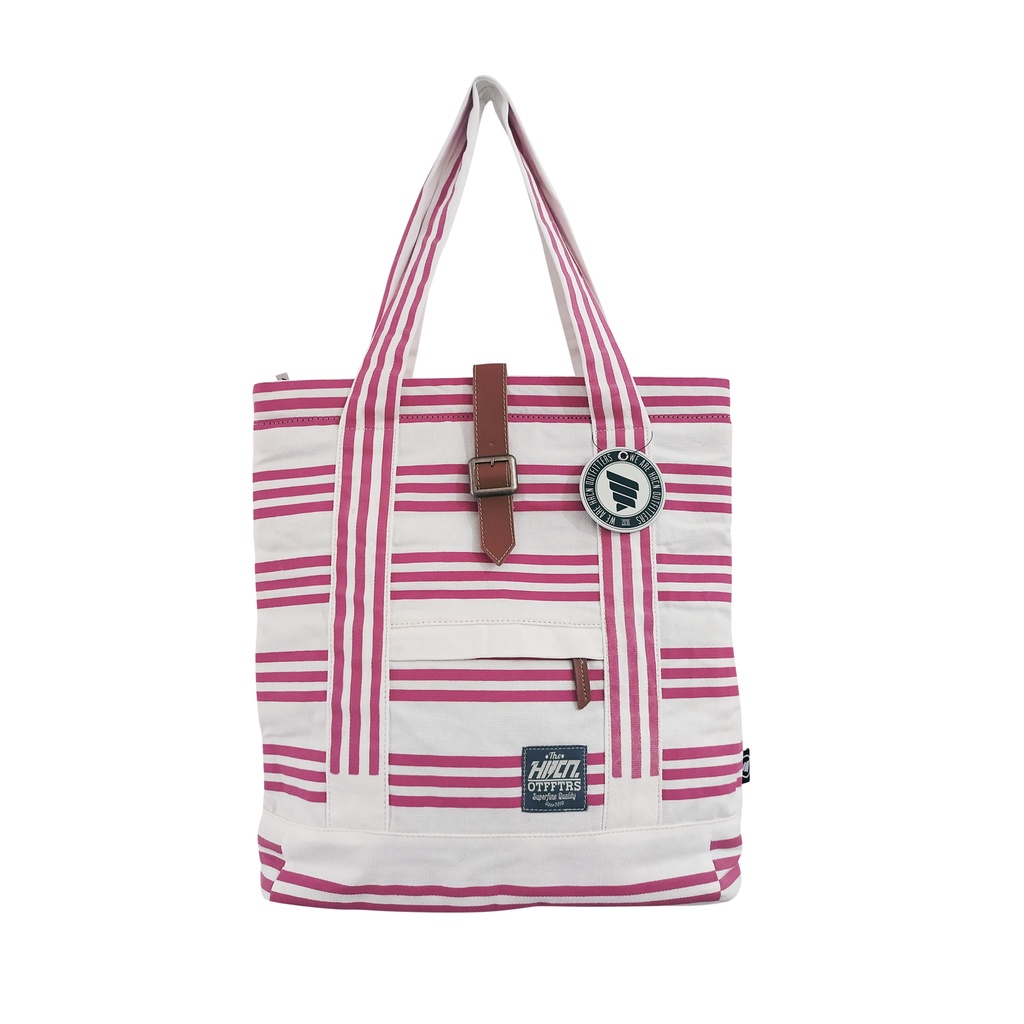 Udlia Tas Wanita Totebag Canvas Stripe Red