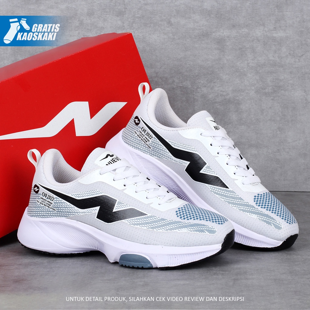 SEPATU SNEAKERS PRIA NUEVO EVO 2022 WHITE/GREY/BLACK | OLAHRAGA | RUNNING | CASUAL | SPORT