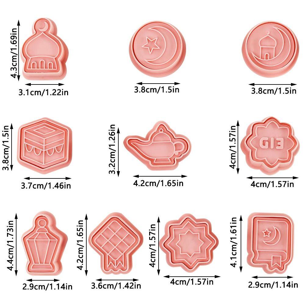 Solighter 10pcs/set Eid Mubarak Makanan Fondant Ramadan Mubarak Islam Muslim Festival Cookie Cutter